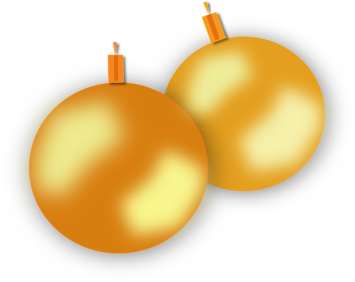 Download PNG image - Gold Christmas Ornaments PNG Picture 