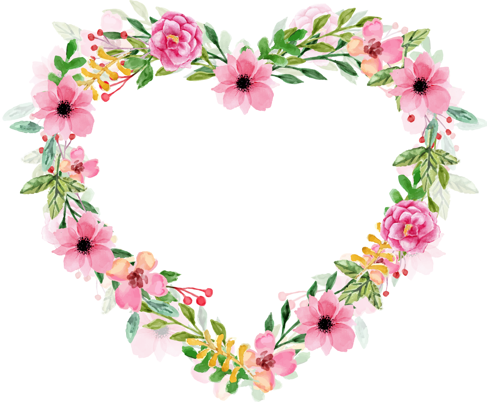 Download PNG image - Romantic Flower Heart PNG Image 