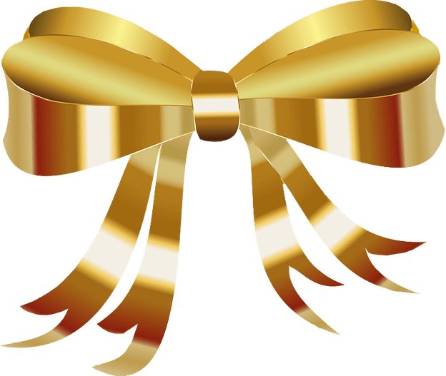 Download PNG image - Gold Gift Bow PNG File 