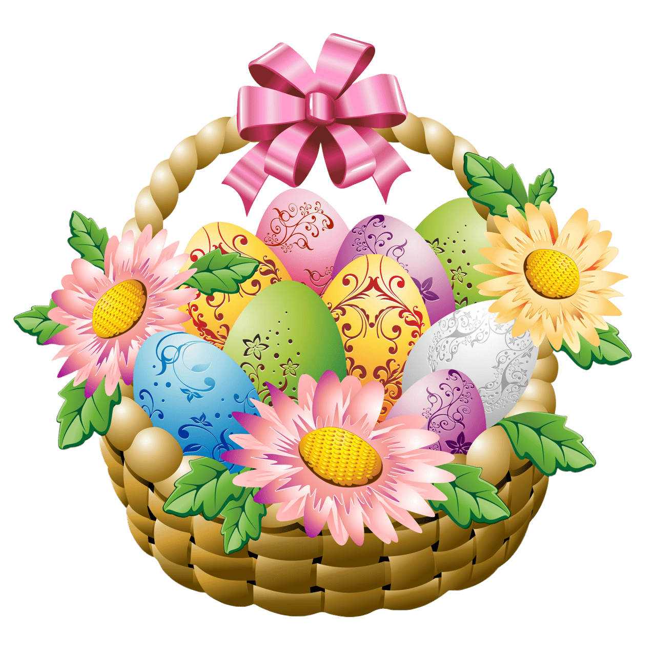 Download PNG image - Easter Egg Basket PNG Clipart 