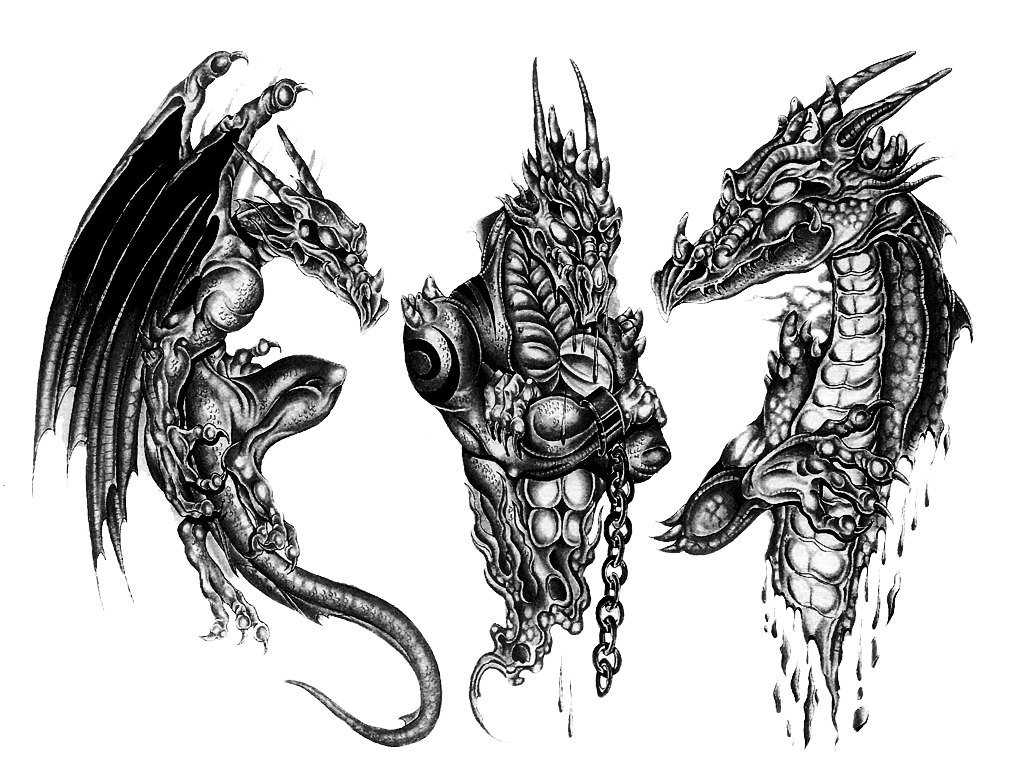 Download PNG image - 3D Dragon Tattoo Design PNG 