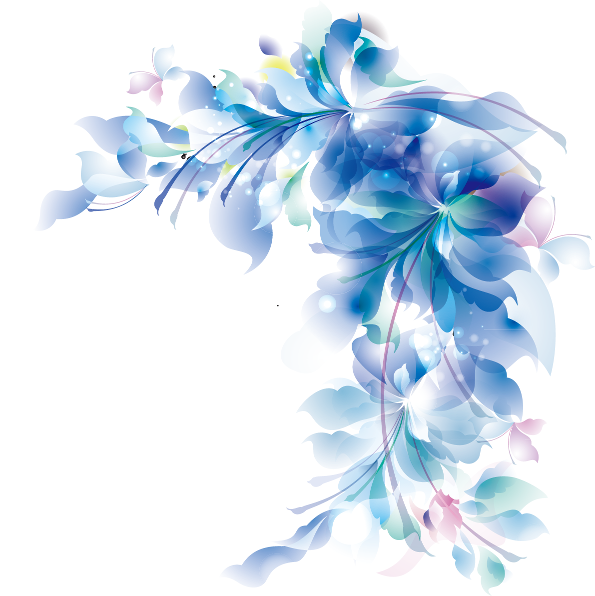Download PNG image - Blue Floral PNG Transparent Picture 
