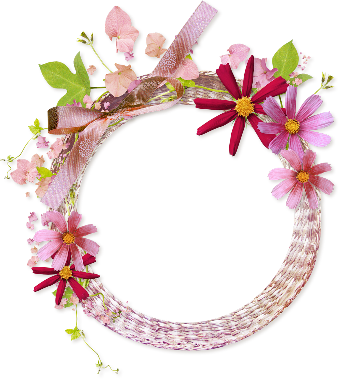 Download PNG image - Floral Round Frame PNG Clipart 