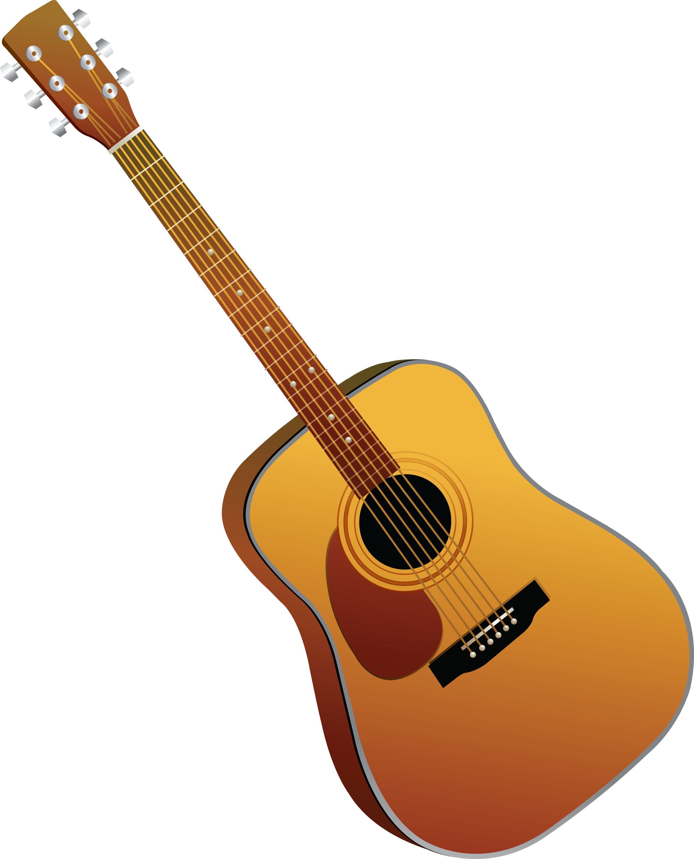 Download PNG image - Vector Acoustic Guitar Golden PNG 