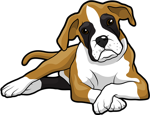 Download PNG image - Boxer Dog Sitting Clipart PNG 