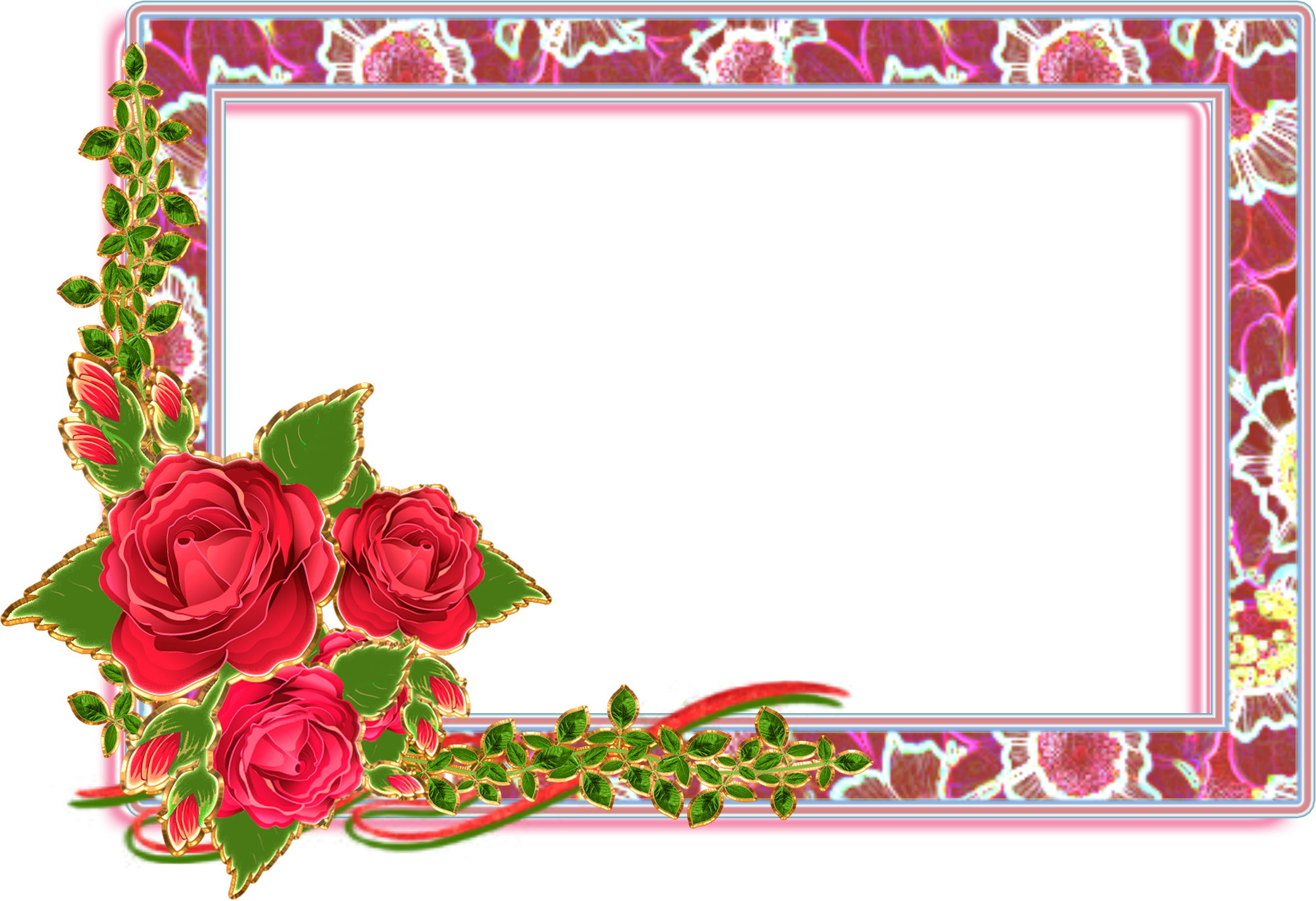 Download PNG image - Artistic Flower Frame PNG Photos 