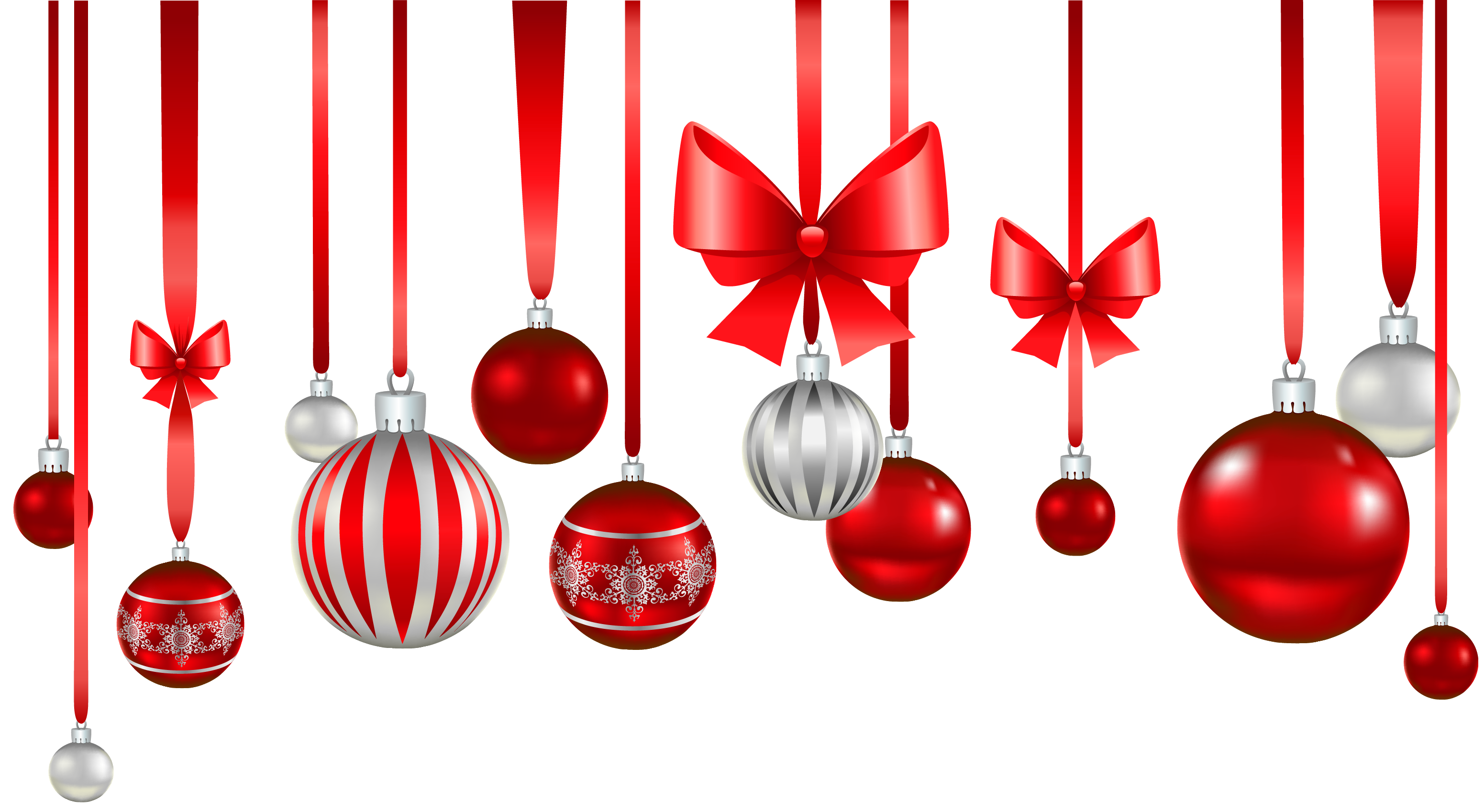 Download PNG image - Hanging Christmas Ornaments PNG Photo 