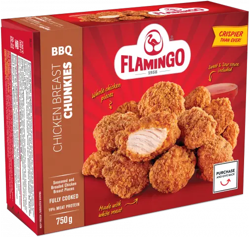 Our Delicious Breaded Chicken Products Flamingo Burger De Poulet Flamingo Png Chicken Nuggets Png